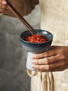 1pc White Star Dotted Ceramic Ice Cream Cup, Yogurt Cup, Japanese Ice Cream Ball Cup, Creative Dessert Baking Cake Bowl, Dessert Pedestal Dish - Multicolor - View 7