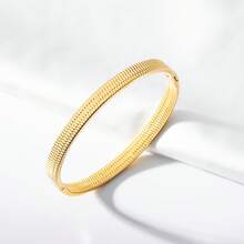 1 件个性化纹理手链 - 由 18K 镀金不锈钢制成，简约风格，适合日常佩戴和节日佩戴，是完美的时尚礼物，男女皆宜，圣诞手链。 - 手鐲 - 查看 7