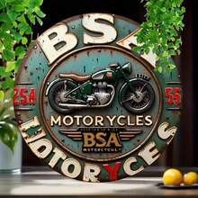 1pc 2D Flat, BSA Motorcycle Retro Aluminum Metal Sign, Retro Garage Bar Farm Outdoor Decoration, Motorcycle Enthusiast Gift, Motorcycle Decoration, Cafe Wall Art