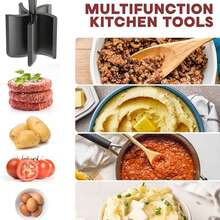 1pc Heavy-Duty Heat Resistant ABS Plastic Meat Chopper, Multifunctional Hamburger Smasher For Ground Beef, Burger Grinder Potato Mixer Tool, Meat & Poultry Tenderizer For Kitchen Cooking - Multicolor - View 3