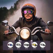 1 par de gafas de motocicleta, gafas de estilo aviador retro para montar, gafas para el festival Burning Man, unisex para adultos - Multicolor - Ver 6