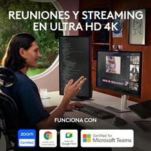 Cmara Web MX Brio Ultra HD 4K para colaboracin y Streaming, 1080p a 60 FPS, Dos micrfonos reductores de Ruido, USBC, Tapa, Compatible con Microsoft Teams, Zoom, - Gris - Ver 2