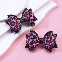 1pcs Leopard Print Pattern Bow Hair Clips Glitter Hair Bow Clips Sweet Hair Accessories - 1 cái - Xem 2