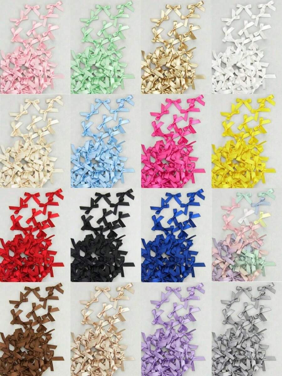 （50个/袋，100个/袋）4厘米丝带蝴蝶结，多种颜色可选，可用于礼品装饰、制作发夹头饰、卷曲礼品包装装饰、婚礼派对发夹，四季皆宜的工艺用品