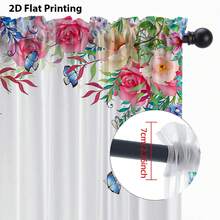 ستارة شفافة رومانسية بنقشة زهور وفراشات الأبعاد، خلفية بيضاء، مصنوعة من ألياف البوليستر، مناسبة للمنازل المؤجرة والغرف المعيشية والمطابخ والنوم، قابلة للإزالة والغسل في الغسالة، ستارة نافذة صغيرة - متعدد الألوان - مشاهدة 11