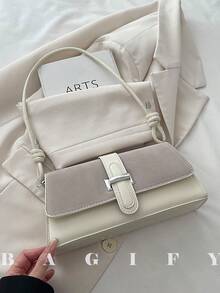 New Fashion Metal Decor Handbag Shoulder Bag, Suitable For Parties, Outings, Vacations, Shopping And Daily Use, Can Store Coins, Phones, Also Suitable As A Work Bag For Office Ladies, College Students And Working Women, Elegant Ladies Bag - White - View 2