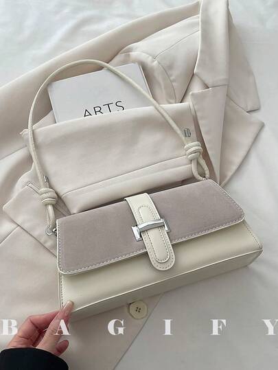 New Fashion Metal Decor Handbag Shoulder Bag, Suitable For Parties, Outings, Vacations, Shopping And Daily Use, Can Store Coins, Phones, Also Suitable As A Work Bag For Office Ladies, College Students And Working Women, Elegant Ladies Bag