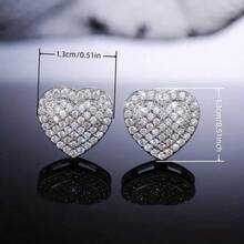 1 par de pendientes de botón con forma de corazón y rhinestones minimalistas y elegantes, adecuados para uso diario, Día de San Valentín, boda, fiesta y otras ocasiones - Pendientes de lujo en forma de corazón - Ver 5