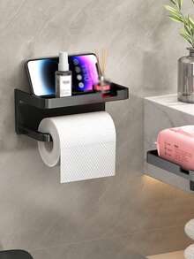 浴室纸巾盒架，壁挂式卫生纸分配器，免钻孔浴室纸巾卷架，家用卫生纸架 - 彩色 - 查看 3