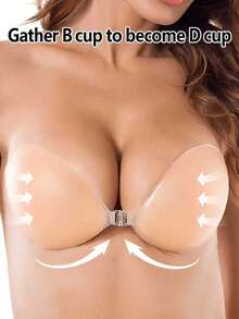 Silicone Adhesive Bra| Strapless Push Up Bra With Front Closure, Reusable Self Adhesive Wireless Lift, Women Wedding Daily Wear, With 2 Nipple Covers, Backless Seamless Comfortable, Hand Washable FRQN - 杏色 - 查看 13