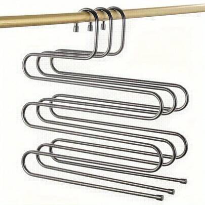 1/2 Set Portapantaloni Multistrato, Appendiabiti Metallico per Pantaloni, Design a Forma di S, Struttura Antiscivolo, Conservazione Multistrato, Salvaspazio per Armadio, Può Appendere Sciarpe e Pantaloni, Minimalista e alla Moda, Conservazione Domestica, Gestione dell'Armadio, Accessorio Pratico Essenziale, Necessità Domestica Moderna, Ideale per Inquilini, Crea un Armadio Ordinato, Perfetto per Capodanno, San Valentino, Pasqua, Festa della Mamma, Festa del Papà