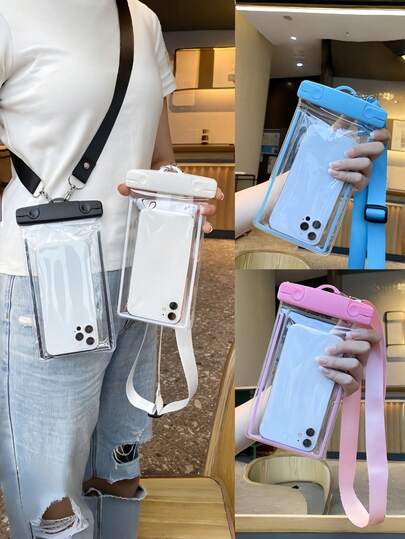 1 st vattentät väska med dubbla luftkuddar för att skydda telefonen, inkluderar förtjockat luftkuddsskydd, stöder pekskärmsfunktion, telefonskyddsfodral, bärbar telefonväska, nackrem för telefonväska, vattentät dykväska och självförslutande väska, lämplig för simning, dykfotografering, forsränning, utomhusaktiviteter, resor och sport