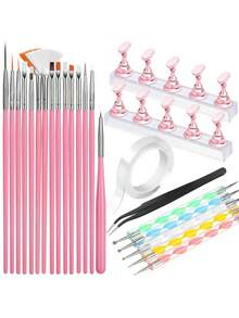 15支美甲笔，5支美甲点钻笔，美甲用品，美甲工具 - 彩色 - 查看 1