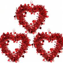 Valentine's Day Red Heart Flower Wreath Madder Heart Sequin Valentine's Day Decor Hanging Ornament, Wedding Venue Window Display - Multicolor - View 1