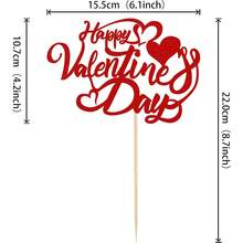 情人节快乐蛋糕装饰插牌，也适用于生日派对装饰 - 彩色 - 查看 2