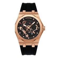 PINTIME 男士石英表，石英机芯，硅胶表带，大表盘日历腕表，适合各种场合，任何男士佩戴都很帅气 - 均碼 - 查看 14