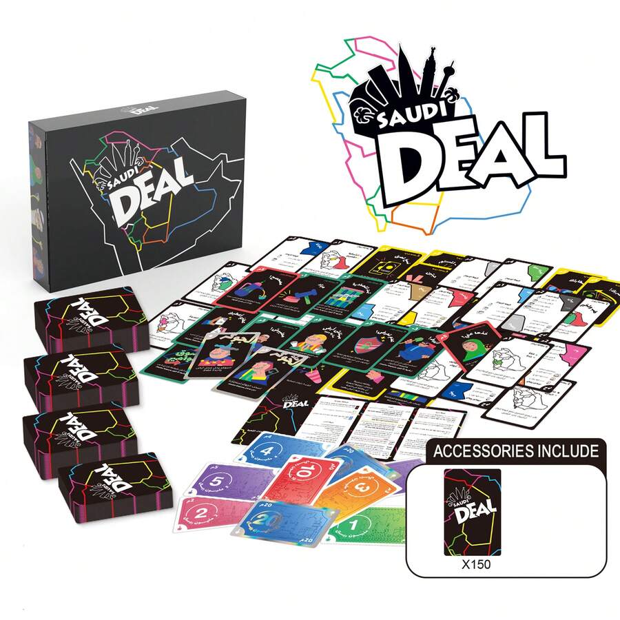 高品质阿拉伯语卡牌游戏，适合团体聚会、棋盘游戏，可供家人朋友娱乐，采用坚固的纸板材质，印有阿拉伯文字，是一款互动性强的团体游戏。 - 黑色 - 查看 1