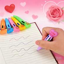 6支/24支装情人节限量版心形标语0.5mm多色圆珠笔，英文爱情语录心形按动式圆珠笔，适合学生书写、情侣礼物、计划本标记、课堂奖励、文具 - 字母愛心小四色實色款 - 查看 4