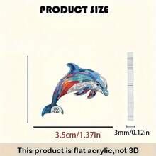 2D flat painted glass dolphin art acrylic pendant earrings, fashionable jewelry, party gifts, holiday gifts for family and friends - Multicolor - Ver 5