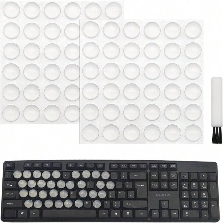 Raised Keyboard Stickers For Long Nails With Cleaning Brush Adhesive Keycap Risers Nail Art Protective Keycap Bubbles Silicone Sticky Pads For Typing And Gaming Hemispherical - 1 - 查看 1