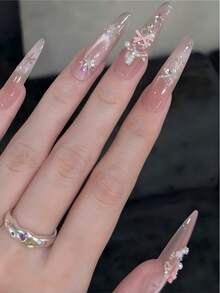 12个迷你蝴蝶结美甲饰品配件，适合情人节