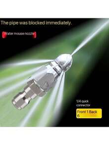 1pc High Pressure Water Jet Nozzle, Drain Pipe Cleaning & Unclogging Head With 6 Spray Patterns - 5000PSI Stainless Steel Drain Cleaner, Suitable For Clogged Pipes, Quick Connect High Pressure Spray Nozzle, For Home And Commercial Use, Water Jet Cleaning Tool, Design - Multicolor - View 3