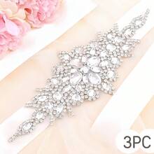 优质手工水晶钻贴花、多色水晶玻璃钻石新娘腰带、热熔钻石贴纸、婚礼装饰、新娘配饰、DIY 工艺用品 - 銀色 - 查看 14