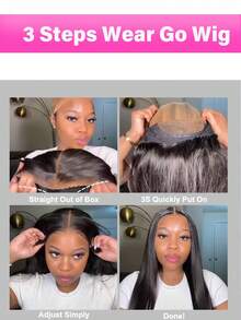 13x6 Wear And Go Glueless Wigs Human Hair Pre Plucked Pre Cut 13x4 Straight Lace Front Wigs Human Hair Glueless Wigs Human Hair Pre Plucked Pre Cut Long Black Wig Lace Wigs Frontal Wigs Human Hair 250 Density Wear And Go Glueless Wigs Human Hair Pre Plucked Pre Cut With Baby Hair Bleached Knots 12A Ready To Wear Straight Wigs For Beginners - Natural Black - 查看 6