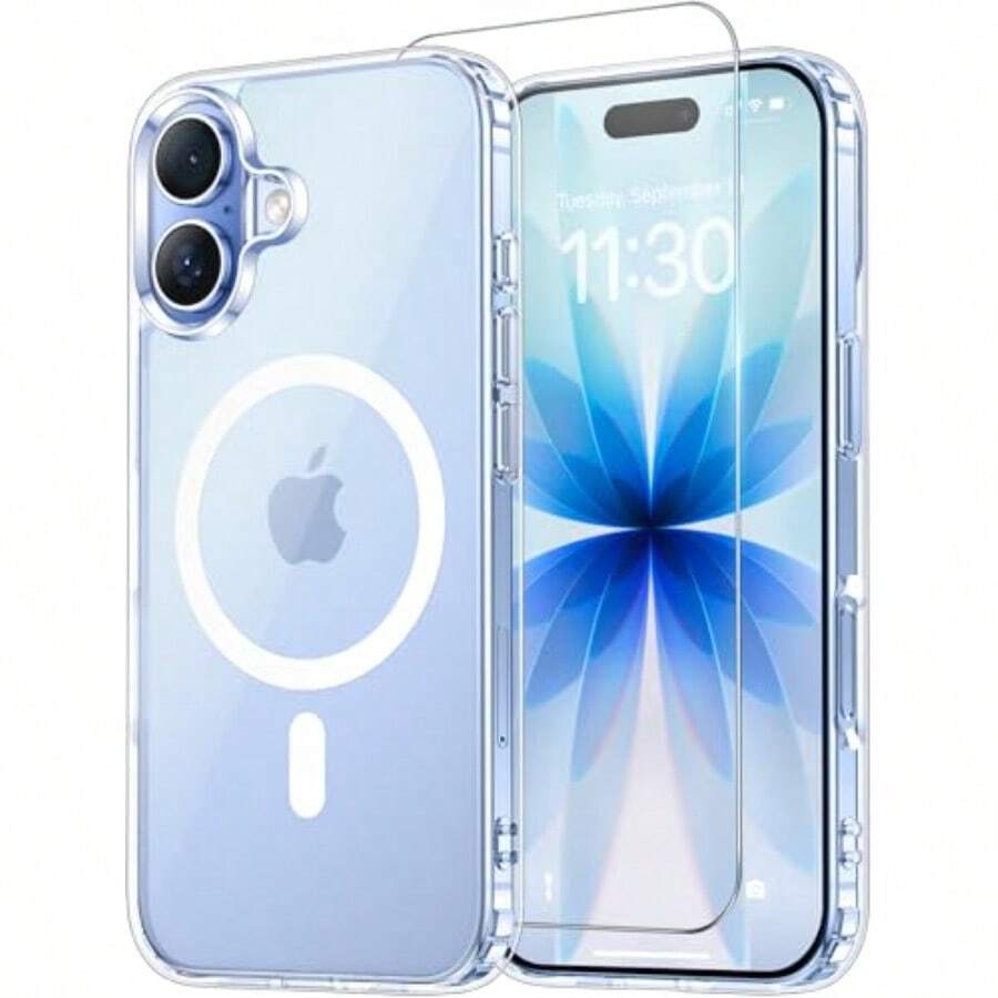 Funda Temdan para iPhone 17 transparente con protector de pantalla compatible con Magsafe, protección militar antiimpactos, a prueba de golpes, delgada y magnética, funda de teléfono transparente - AClear - Ver 1