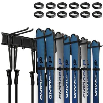 Odoland Ski Storage Racks 4/12 Pairs Of Ski Snowboard Wall Mount Hanger Home And Garage Ski Storage Rack Wall Mount Hold Up To 300lbs