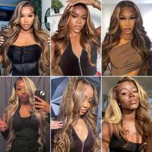 200% Density #P4/27 Highlight Body Wave Lace Front Wig Blended Hair 13x4 Hd Dark Brown Body Wave Lace Front Wigs Pre Plucked Pre Cut Natural Hairline With Baby Hair 8-34 Inch Brown Body Wave Frontal Wigs For Black Women Daily Use - SP4/27 - View 3