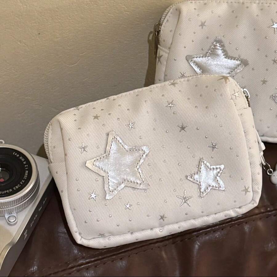 韩版新款INS闪亮星星卡包，简约便携收纳袋，可爱化妆包 - 彩色 - 查看 1