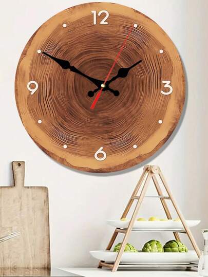 1 pieza Reloj de pared de madera de 10/12 pulgadas con textura de corteza de árbol falsa, diseño silencioso, adecuado para la decoración de la sala de estar, la cocina, el dormitorio y la oficina, también se puede usar como decoración exterior o arte de pared, gran regalo (baterías no incluidas)