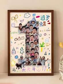 DIY數字照片拼貼相框,附數字造型卡紙,兒童成長記憶展示,1歲、2歲或3歲生日紀念禮物 - 彩色 - 查看 2