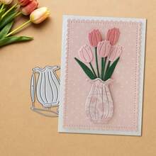 Creative Vase Metal Cutting Dies, DIY Scrapbooking Album And Embossing Stencil, Greeting Card Making Tool, Card Paper Cutting Crafts ,Gift Card Making Template Die Cuts. - Silver - View 6
