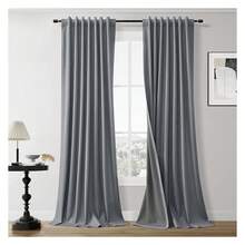 Blackout Linen Curtains 96 Inch Length - Bedroom Living Room Blackout Drapes - 如圖643 - 查看 1