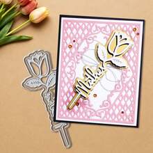 创意花卉金属切割模具，DIY剪贴簿相册和压花模板，贺卡制作工具，卡片纸切割工艺品，礼品卡制作模板模切。 - 銀色 - 查看 4