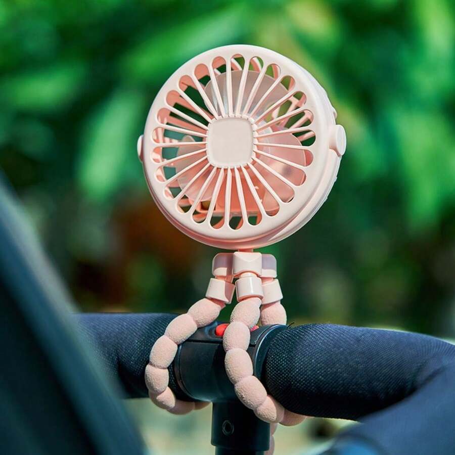 OBOVAY 1pc Portable Stroller Fan, Small Battery Powered Fan With 3 Wind Speeds, Rechargeable Mini Personal Fan, Stroller Accessory, Car Seat Gift, Small Bed Accessory, Bicycle, Treadmill, 500mAh - Multicolor - View 1