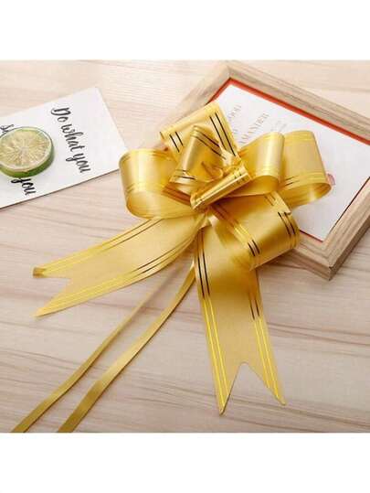 10pcs/Pack Handmade Ribbon With Bow Decor, Suitable For Fruit Basket, Gift Wrapping, Bowknot Decoration (Random Style)
