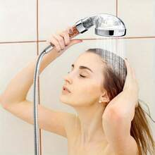 3 PiecesWall-Mounted Shower Head Set, High Pressure Adjustable, Dual Filtration, Ion Filter Beads To Improve Water Quality, High Pressure Shower Head With Hose, Bracket And PTFE Tape, 3 Shower Heads With Temperature Control For Dry Hair And Skin - Silver - View 10