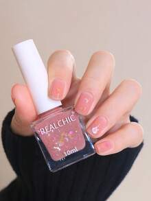 REALCHIC 10ml/Bottle Moon/Star Glitter Water-Based Nail Polish, Quick Drying, Long Lasting, Peel-Off, Odorless, Wedding Manicure, Women's Nail Art, Holiday Gift, Spring/Summer Nail Care - 粉色 - 查看 1