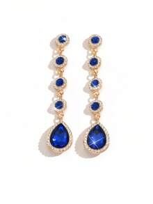 1对白色、绿色、红色、蓝色、黑色水钻装饰耳环，时尚大水滴形水晶吊坠耳环，适合女性、女孩、新娘、伴娘、婚礼派对、舞会、选美比赛等场合佩戴。 - 1512耳環 - 查看 11