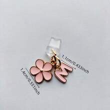 1pc 2-In-1 Pink Cherry Blossom+26 Letter Phone Charging Port Dust Plug, Exquisite, Fresh, Sweet, Cute And Fashionable Alloy Accessory Pendant, Smartphone Tablet Headphone Kindle Charging Port Decoration Accessory, Silicone Transparent Dust Plug, Suitable For Giving Small Gifts To People, Waterproof