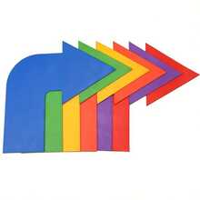 6件套运动场地标志牌，包括足球场、田径场、网球场、排球场、羽毛球场、匹克球场地边界标志牌、方向箭头、平面标志圆盘