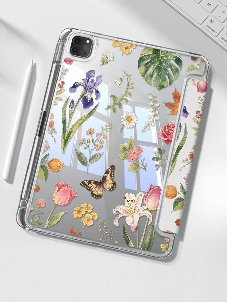 Ốp lưng dạng gập chữ Y hai mặt bằng acrylic trong suốt, màu sắc tươi tắn và dễ thương, họa tiết hoa, cỏ và bướm, chống sốc và tương thích với iPad thế hệ thứ 7 và thứ 8 (10.2 inch). Bao gồm cả ốp lưng iPad thế hệ thứ 10 có khe cắm bút cảm ứng và chức năng bật/tắt màn hình. Món quà lý tưởng cho các dịp lễ và năm mới. - Nhiều màu - Xem 1