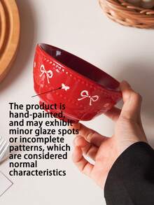 1pc Embossed Polka Dot Bow Ceramic Bowl, Elegant Butterfly Dessert Bowl, Minimalist High-Quality, Suitable For Daily Home Ceramic Bowls, Kitchen Utensils, Party Gathering Plates, Afternoon Tea Dessert Plates, Cake Plates, Gift - Multicolor - View 7