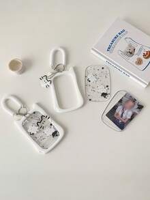 Thick Anti-Fall Cat Silicone Acrylic Photo Card Holder Keychain Student ID Card Campus Card Protective Case Back To School Supplies - Color - View 5