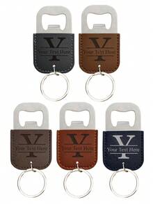 1/2/3/5/10/20pcs Personalized Leather Keychain, 2-In-1 Bottle Opener Keychain With Name, Multi-Functional Car Key Chain And Bag Charm - Multicolor - View 31