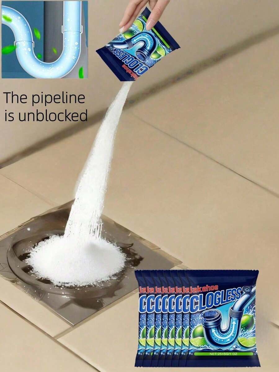 Drain Cleaner Powder, Dissolves Food Grease And Hair Blockages, Removes Stains And Leaves A Fresh Finish. Suitable For Various Scenarios And Cleaning Pipes Of Different Materials. Makes A Great Gift For Family And Friends, Especially For Holidays And Valentine's Day. (New And Old Versions Will Be Sent Randomly.)