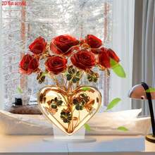 Decoração Romântica em Forma de Coração de Rosa Acrílica - Perfeita para o Dia dos Namorados, Decoração de Casa, Escritório e Café, Sem Necessidade de Energia, Enfeite do Dia dos Namorados - Multicolorido - Visão 4
